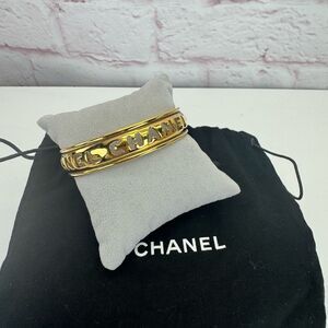 Chanel Gold Vintage Cut Out Women's Bracelet Bangle